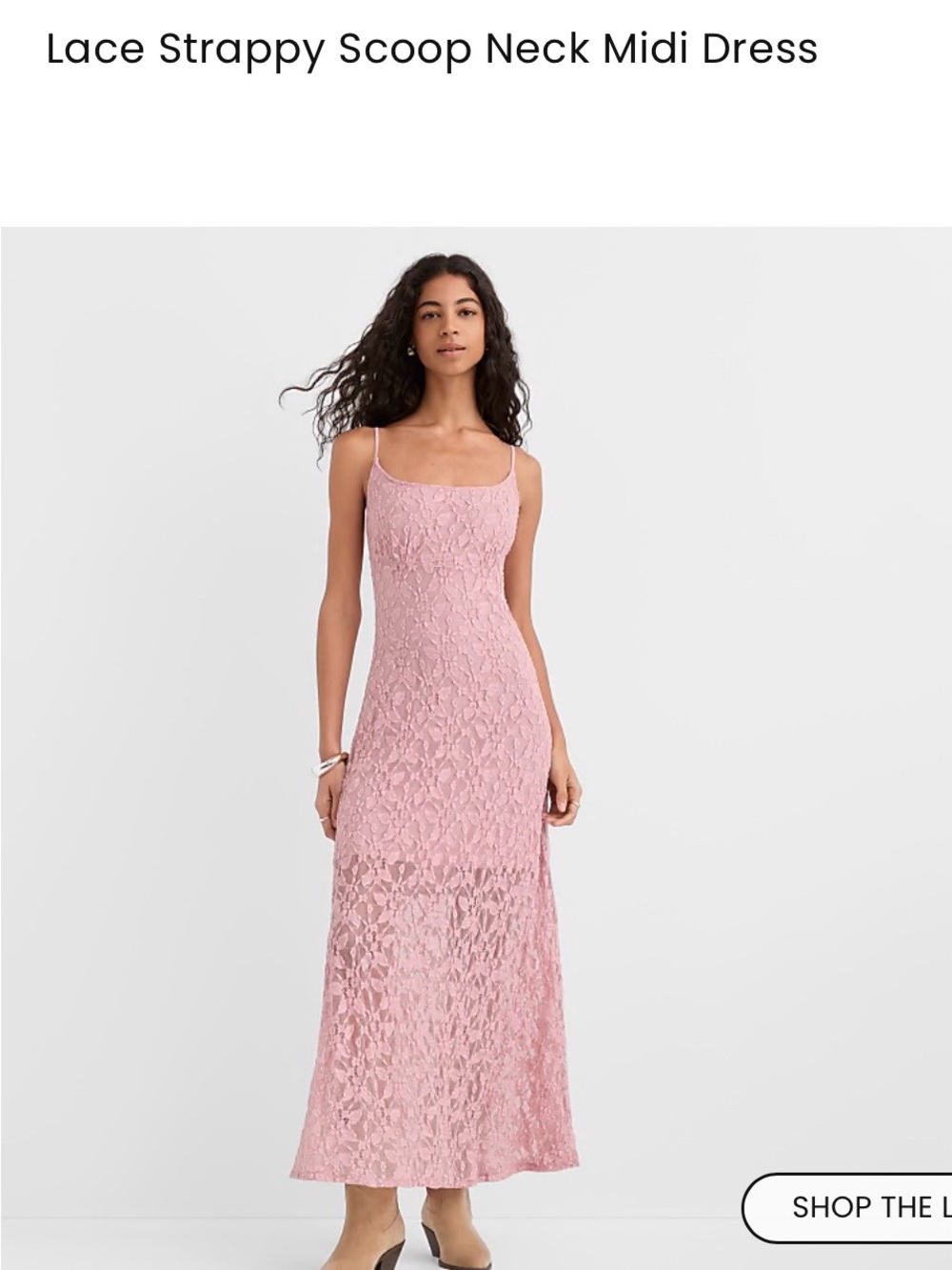 LOFT Lace Strappy Scoop Neck Midi Dress - Pink
